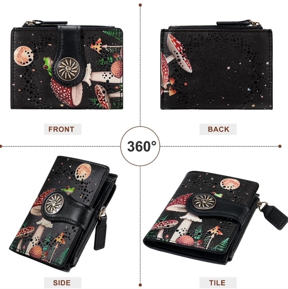 Black Mushroom Print Women's Wallet